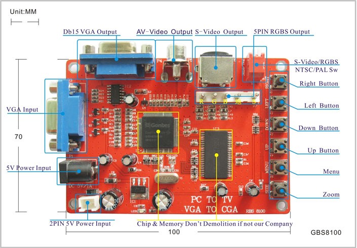 Gonbes GBS-8100 VGA to CGA NTSC/PAL Converter